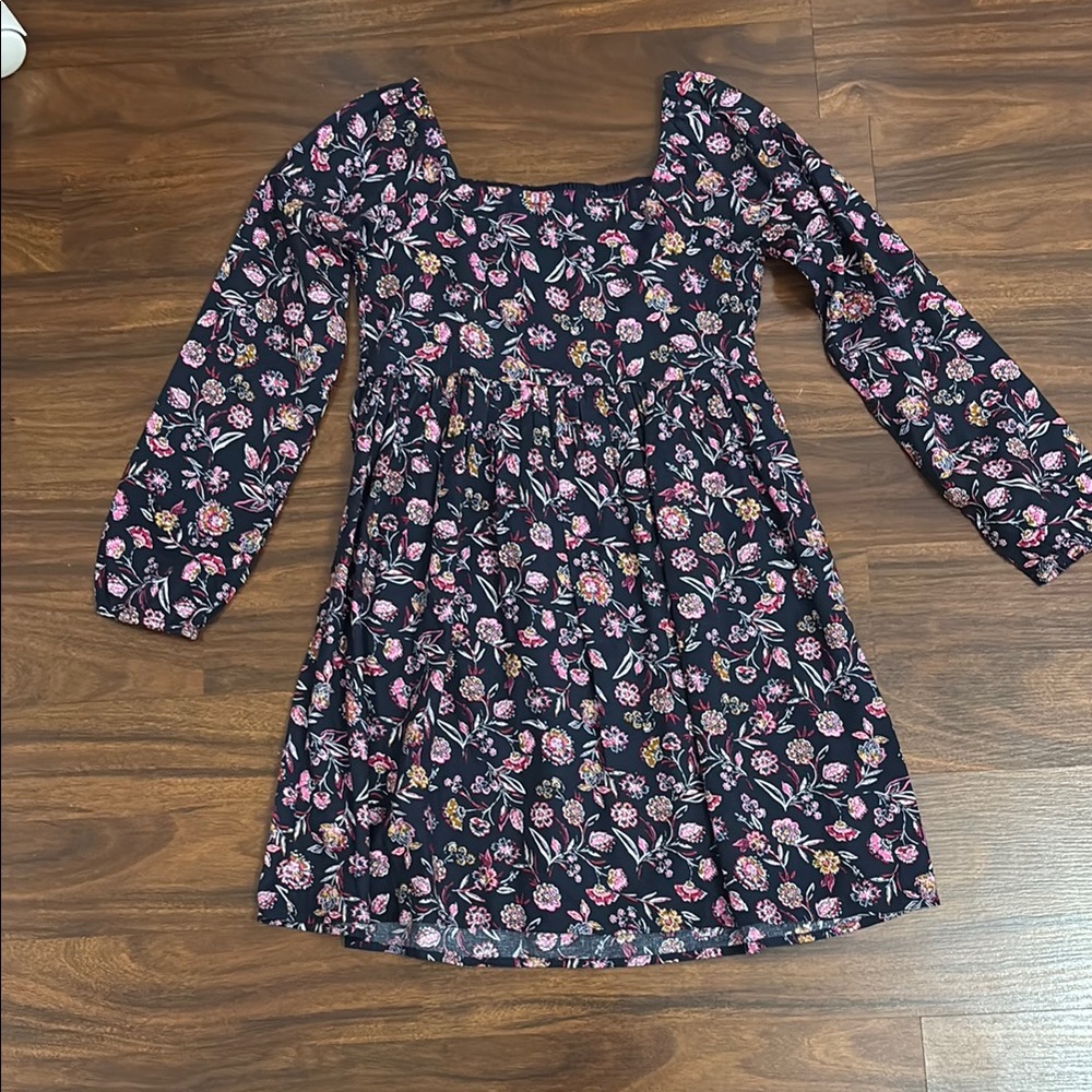GAP Kids Navy Floral Long Sleeve Dress